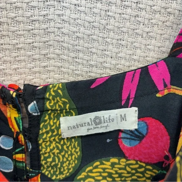 Natural Life Patti Floral Mini Sundress Women’s Med Black Vibrant Spring Cotton - Picture 6 of 8